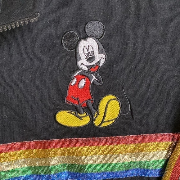 Disney Rainbow Shirt Women’s 3XL Pullover 1/4 Zip Cropped plus size Black Boxy - Picture 7 of 11